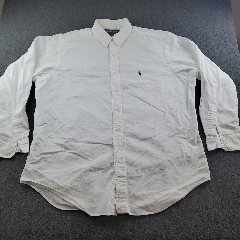 Vintage Polo Ralph Lauren Shirt Men's 17-35 White Yarmouth Oxford Button Down